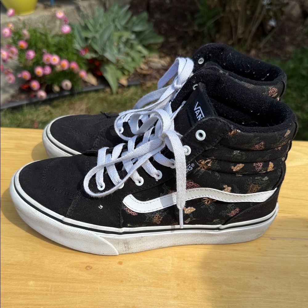 Vans Black Floral High-Top Sneakers